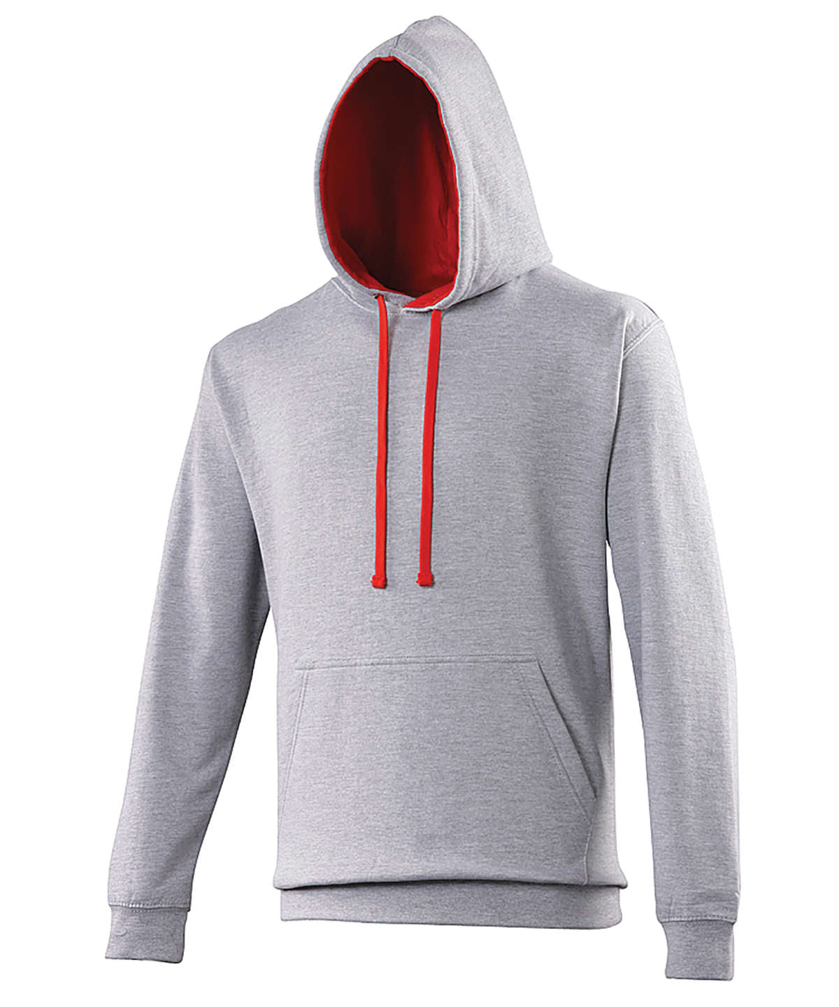 Varsity Hoodie in Heather Grey/Fire Red