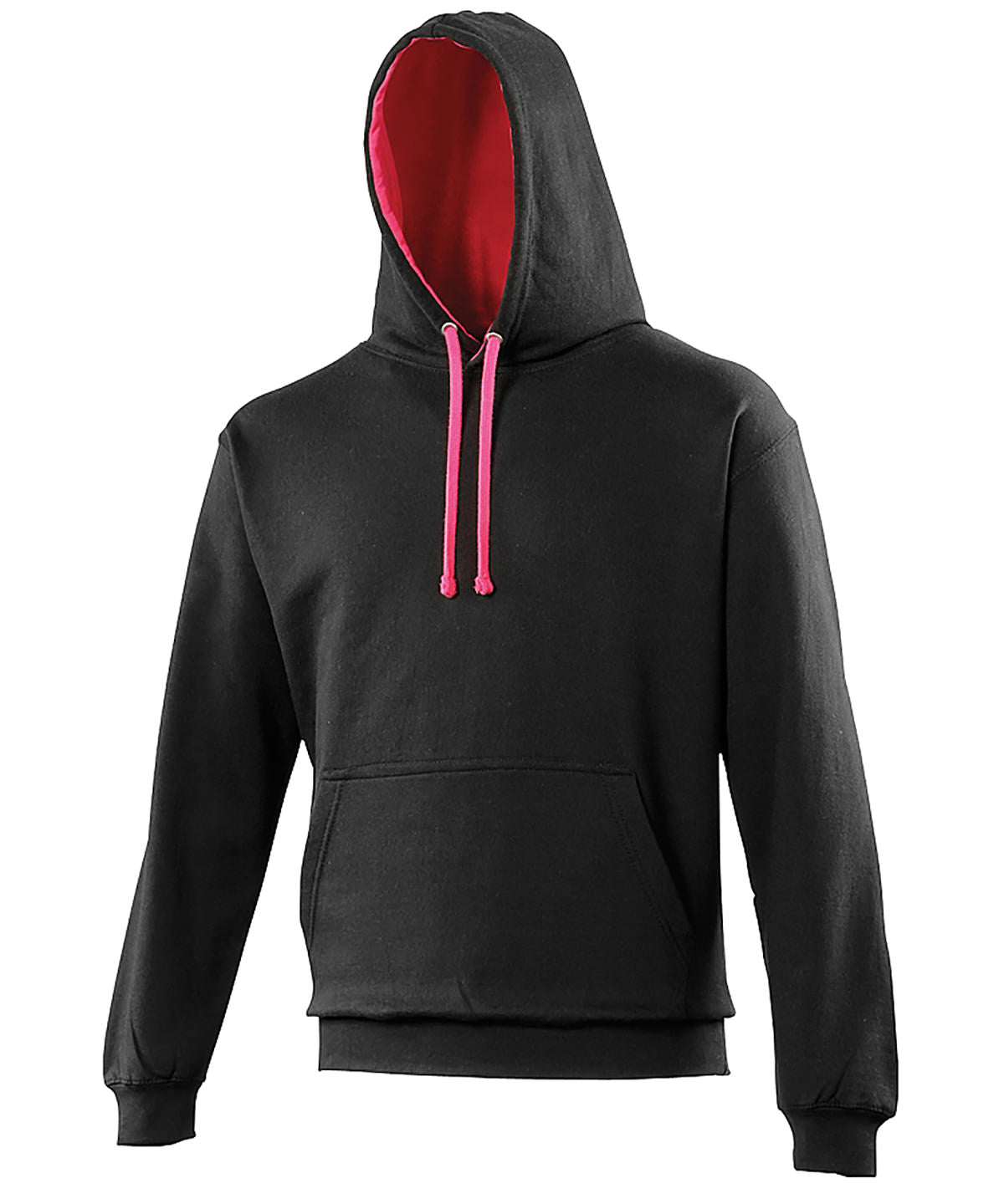 Varsity Hoodie in Jet Black/Hot Pink