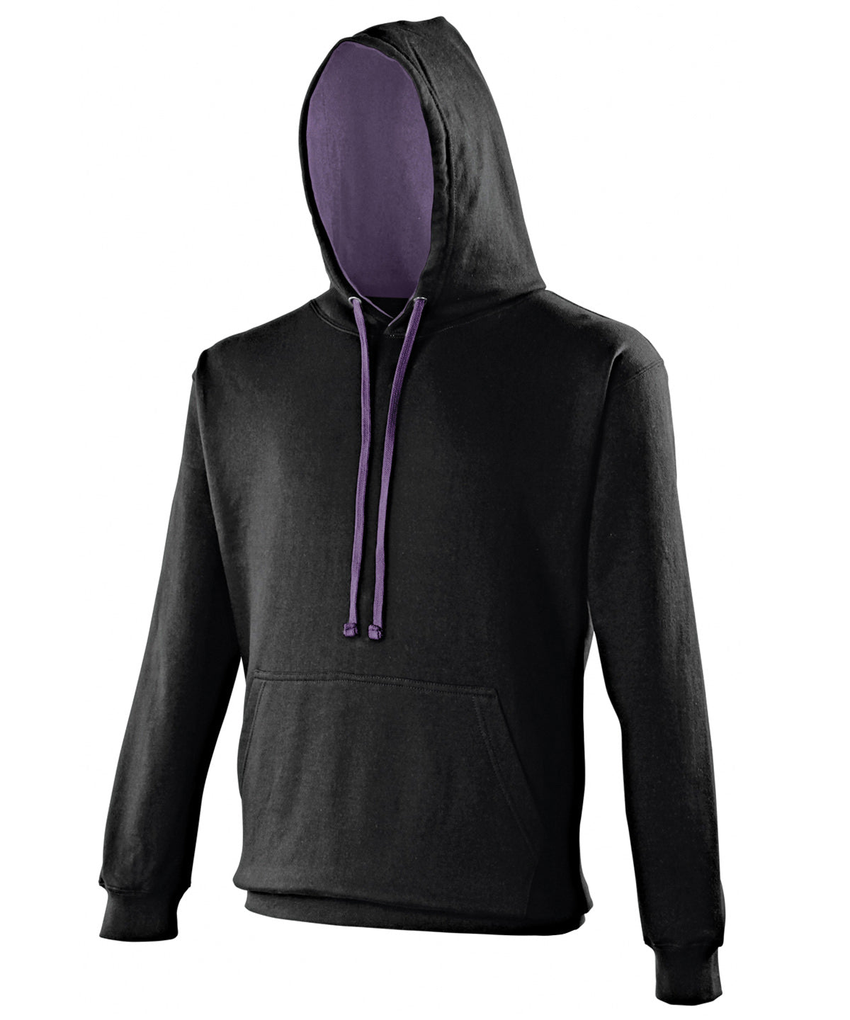 Varsity Hoodie in Jet Black/Purple