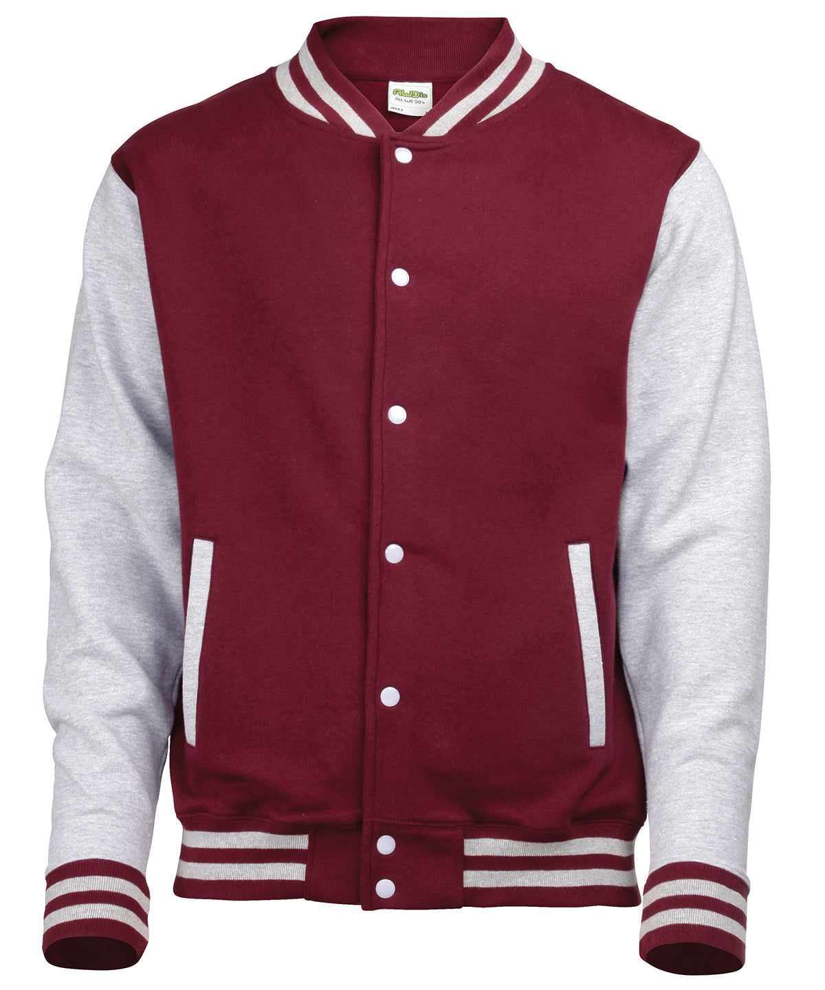 Varsity Jacket in Burgundy/Heather Grey