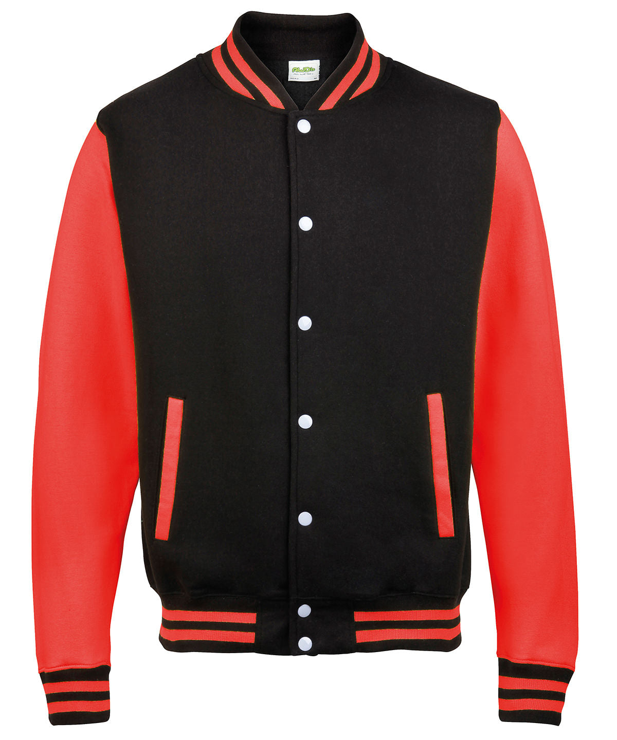 Varsity Jacket in Jet Black/Fire Red