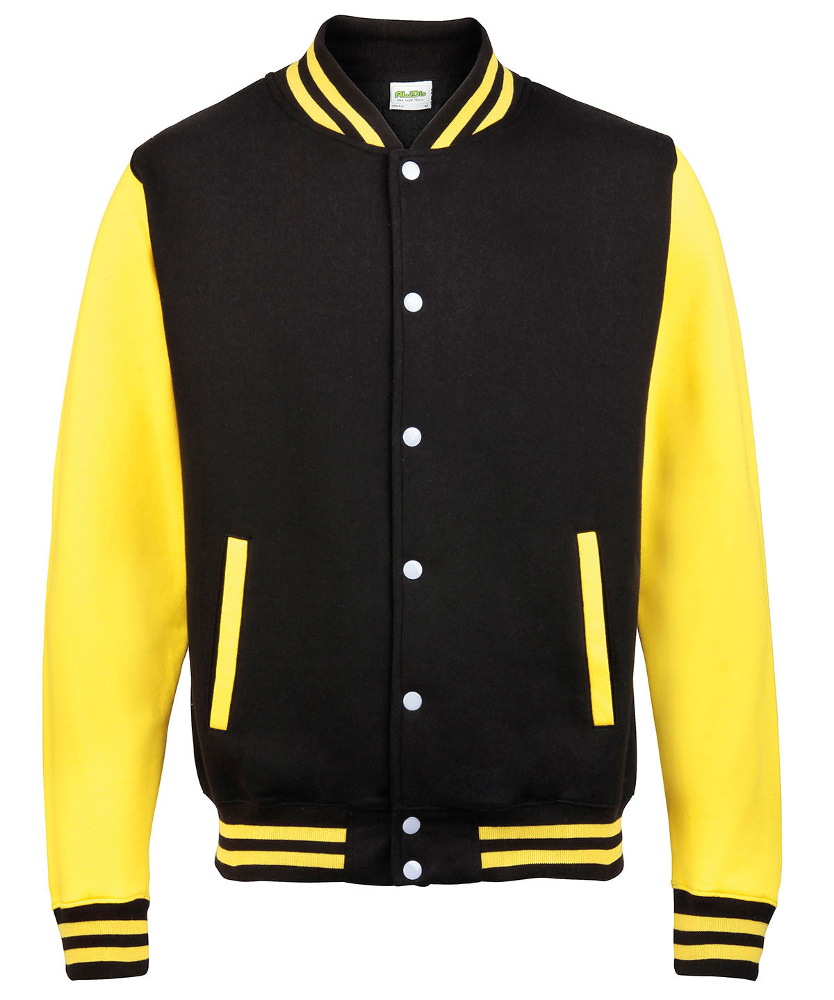 Varsity Jacket in Jet Black/Sun Yellow