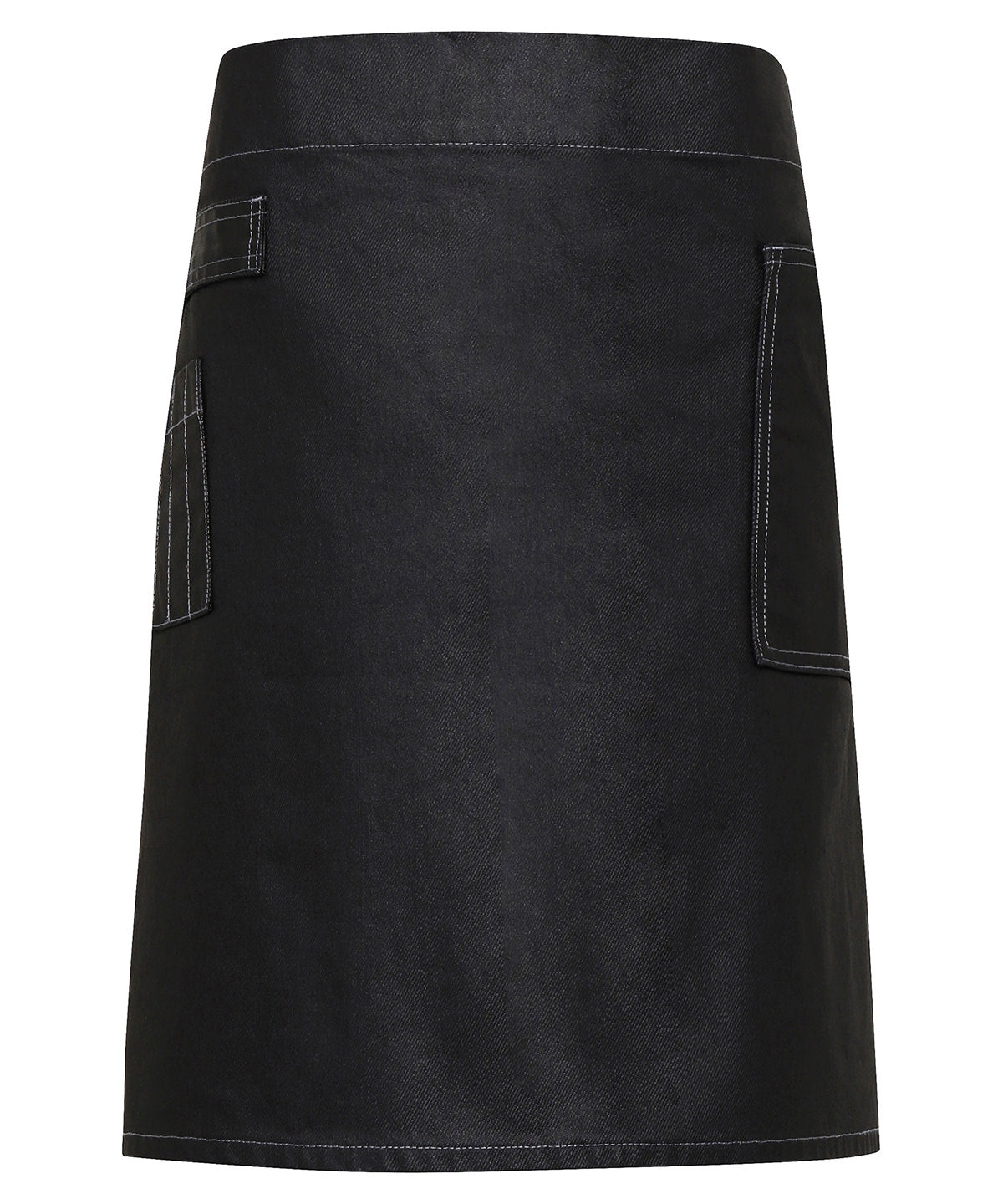 Division Waxed-Look Denim Waist Apron in Black Denim
