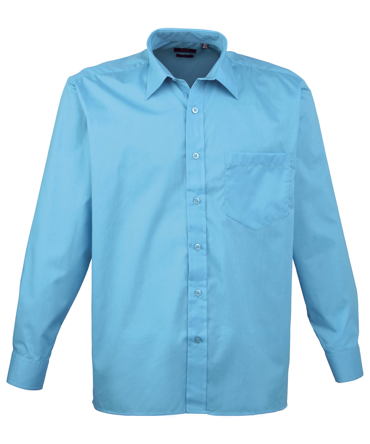 Long Sleeve Poplin Shirt in Turquoise