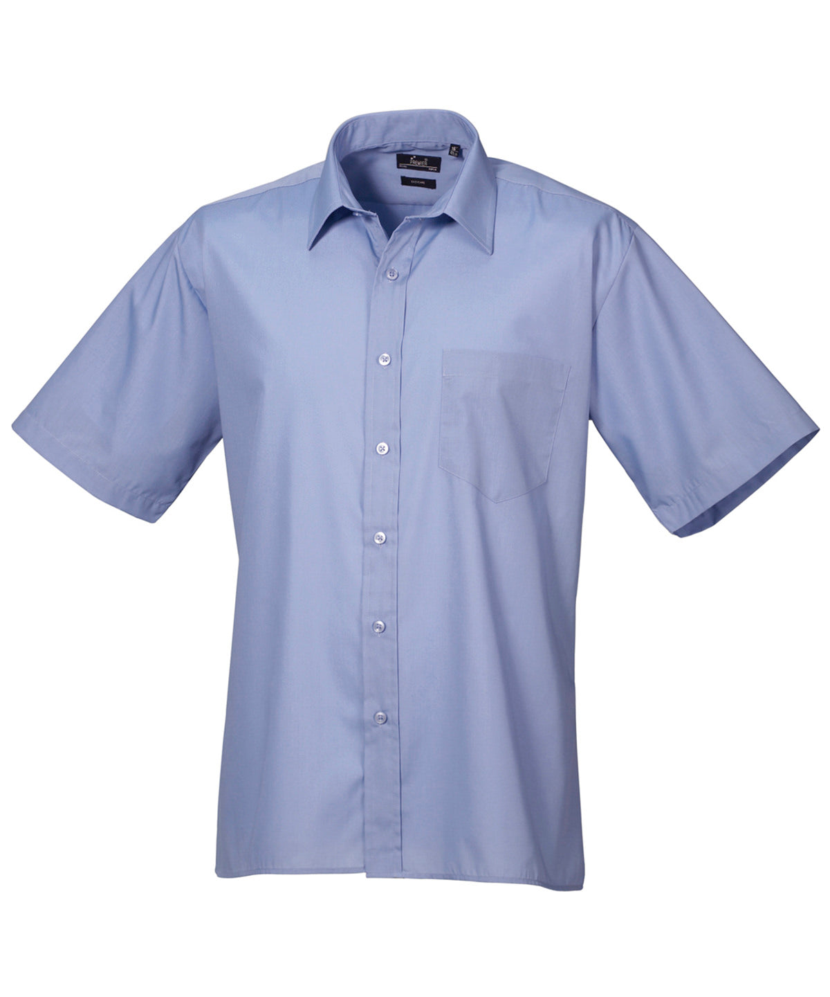 Short Sleeve Poplin Shirt in Mid Blue