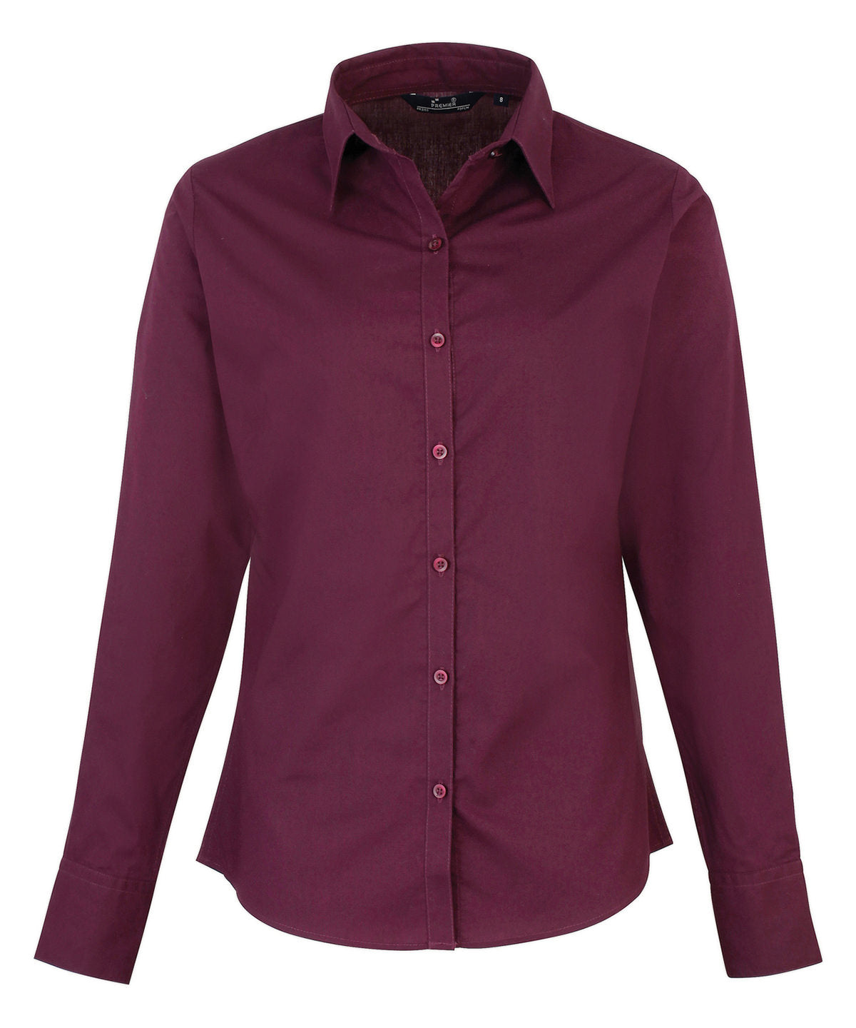 Women's Poplin Long Sleeve Blouse in Aubergine
