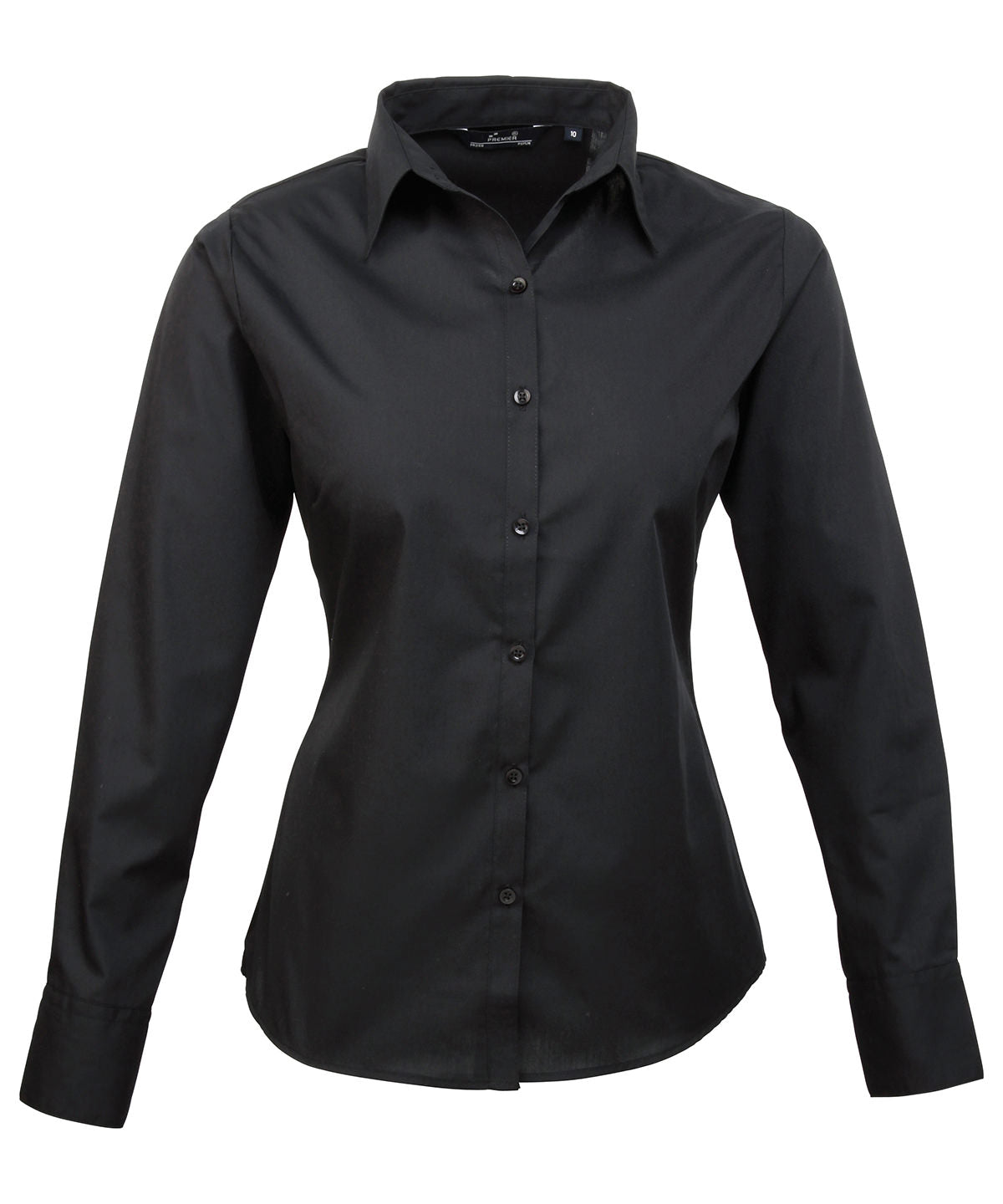 Women's Poplin Long Sleeve Blouse in Black