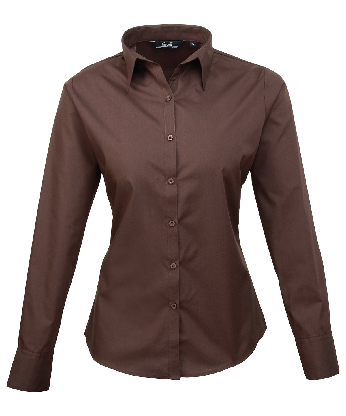 Women's Poplin Long Sleeve Blouse in Brown