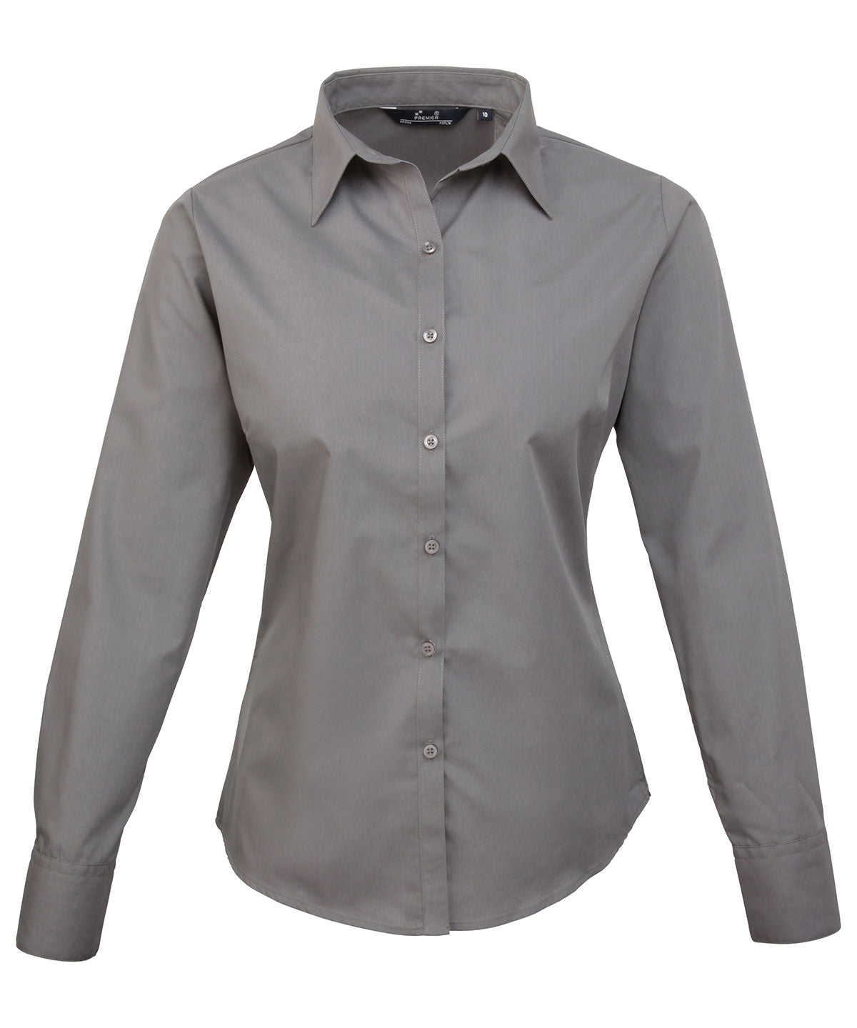 Women's Poplin Long Sleeve Blouse in Dark Grey