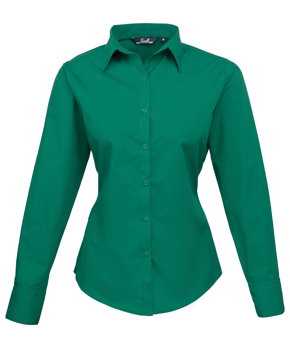 Women's Poplin Long Sleeve Blouse in Emerald