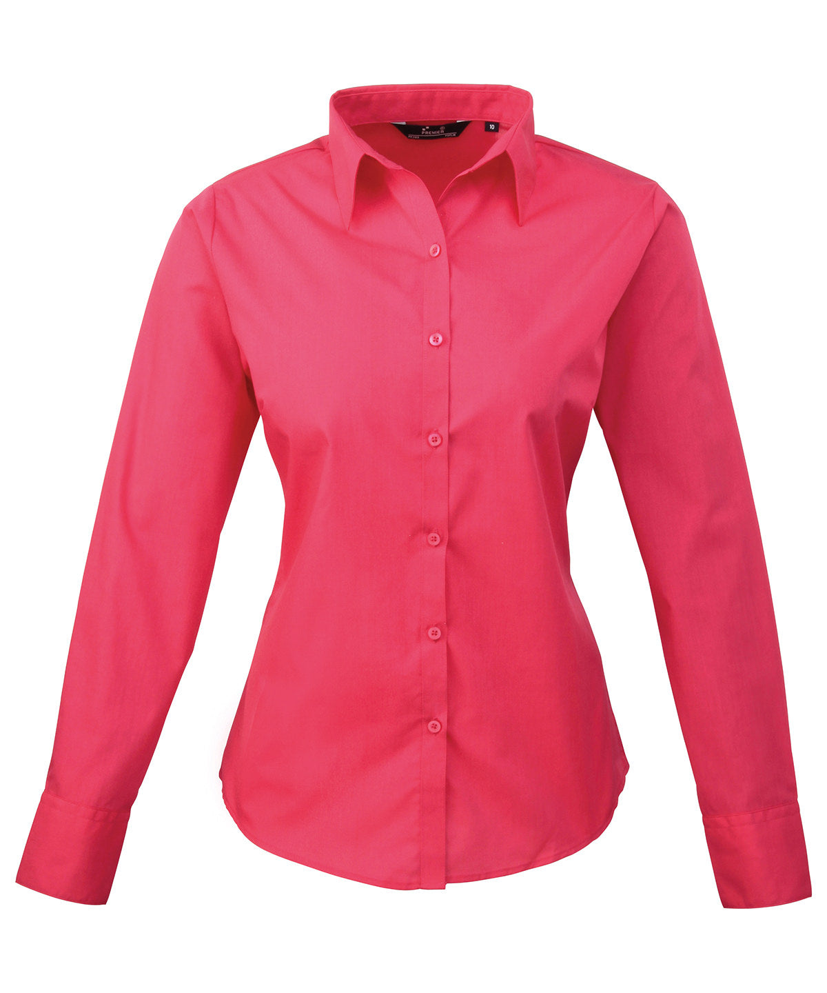 Women's Poplin Long Sleeve Blouse in Hot Pink