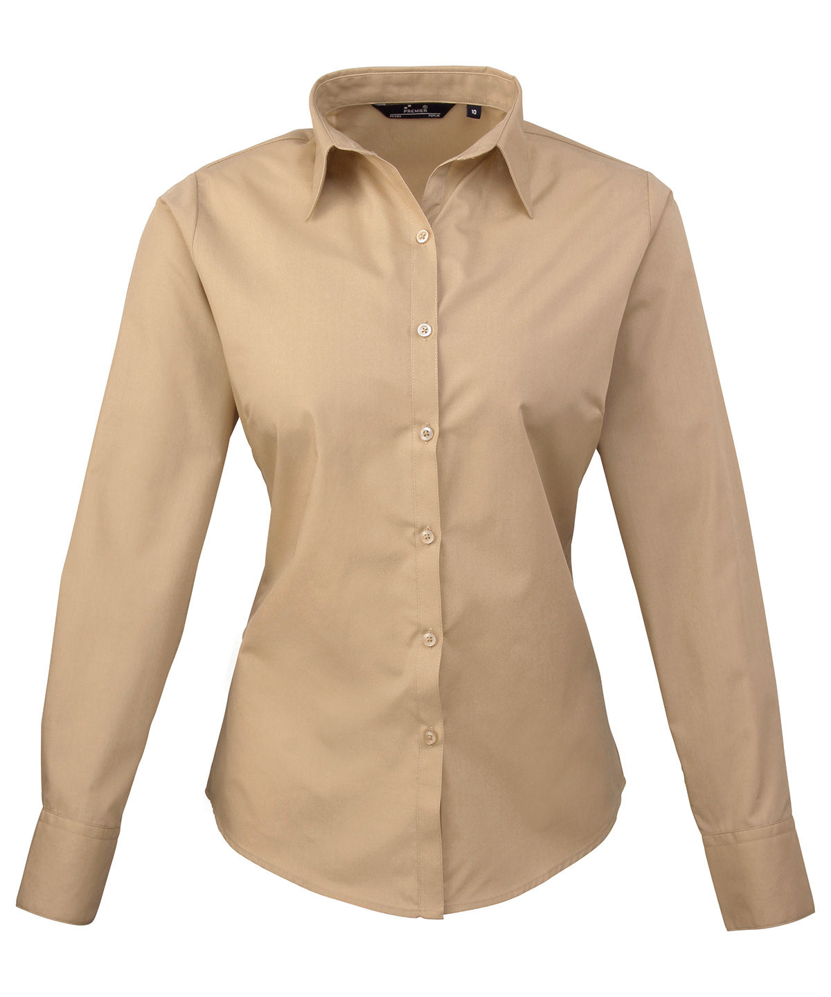 Women's Poplin Long Sleeve Blouse in Khaki