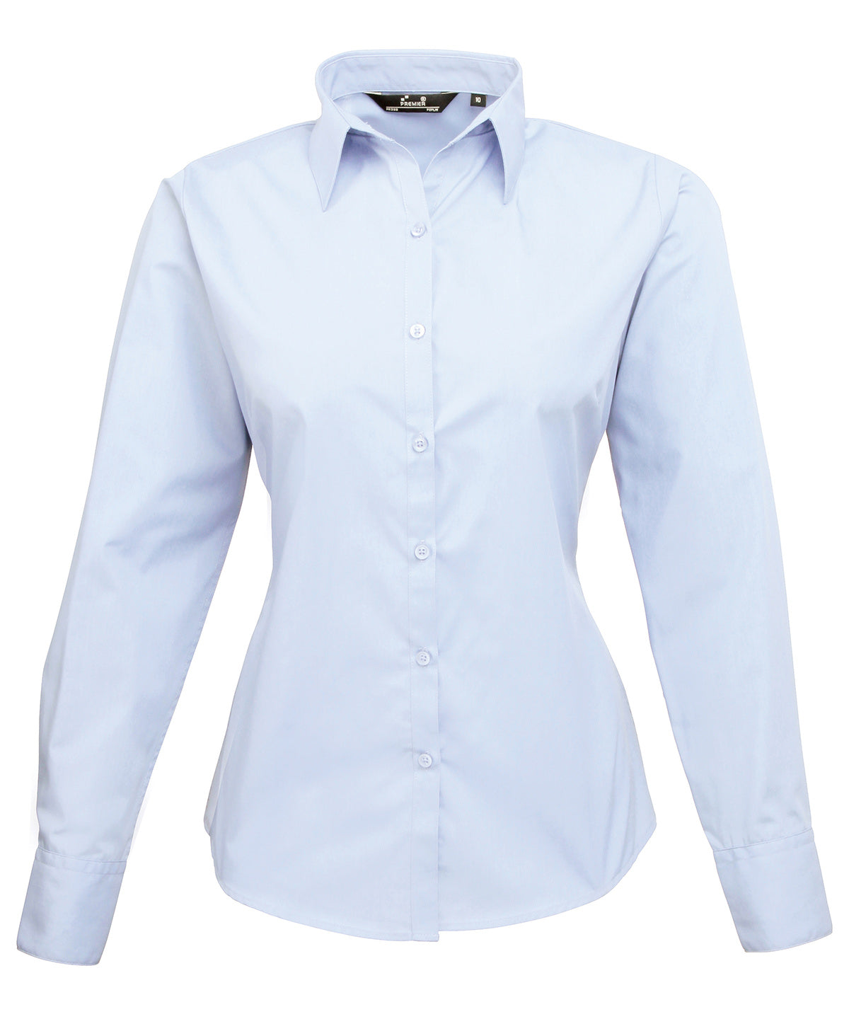 Women's Poplin Long Sleeve Blouse in Light Blue