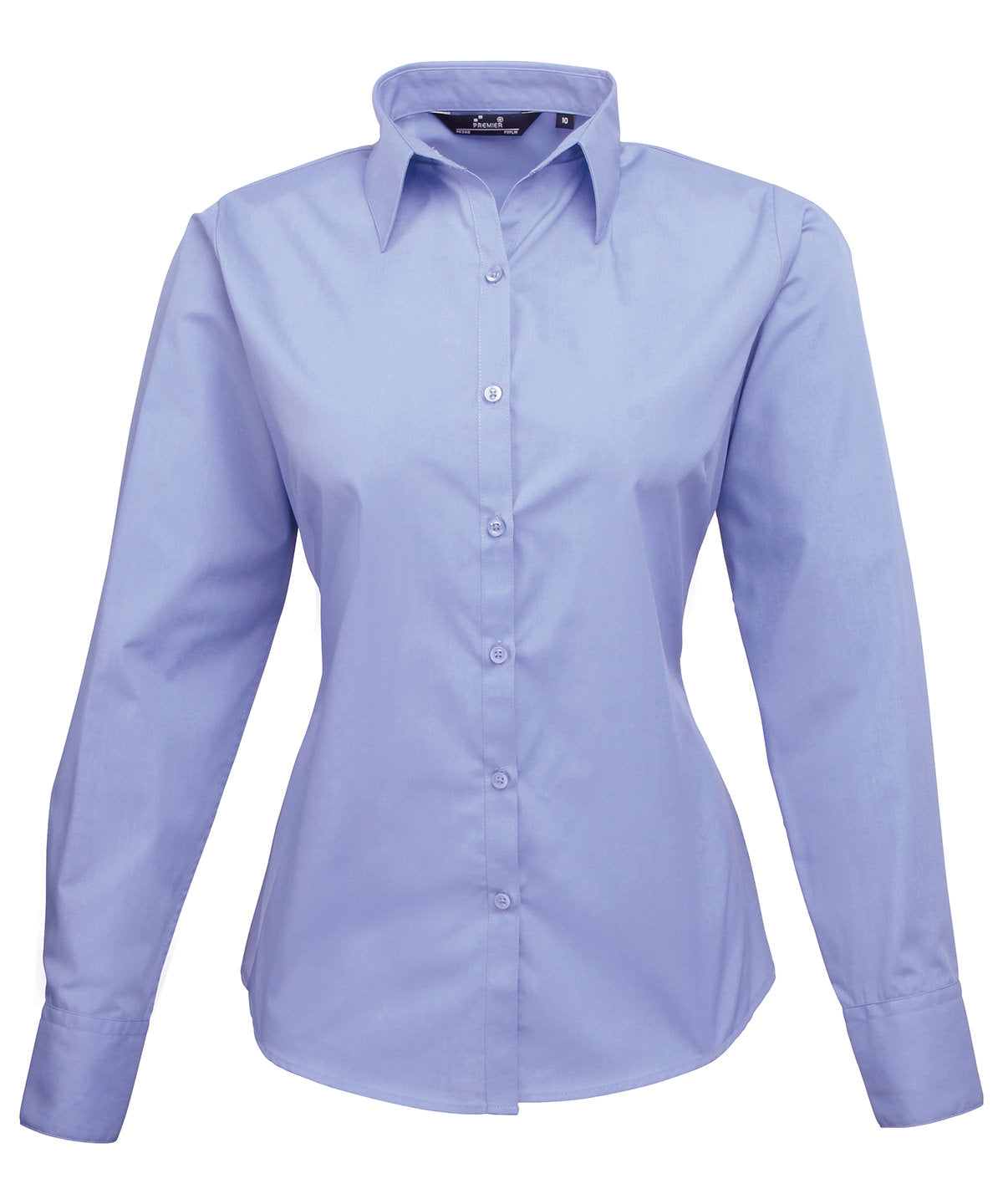 Women's Poplin Long Sleeve Blouse in Mid Blue