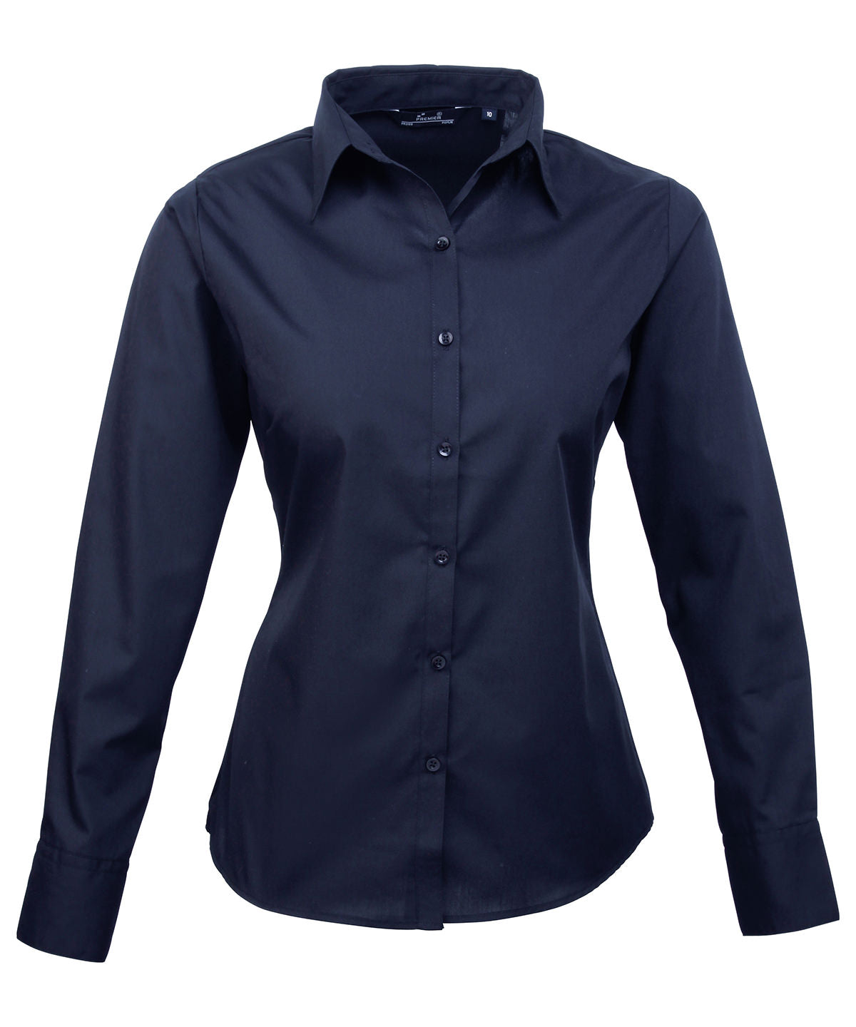 Women's Poplin Long Sleeve Blouse in Navy