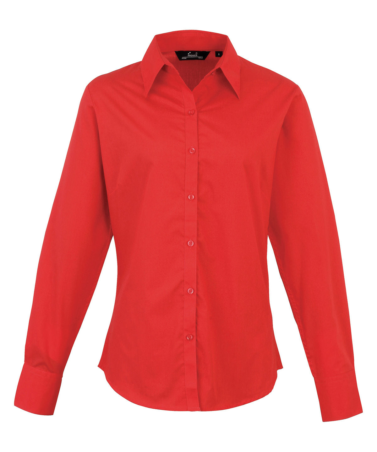 Women's Poplin Long Sleeve Blouse in Red