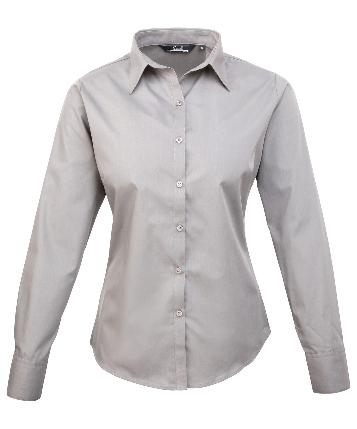 Women's Poplin Long Sleeve Blouse in Silver