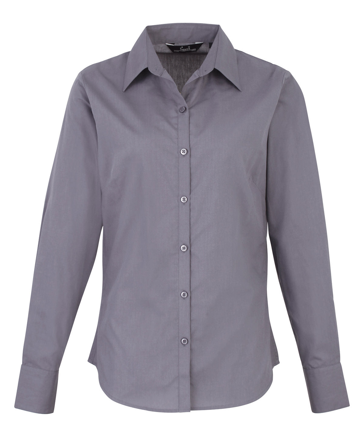 Women's Poplin Long Sleeve Blouse in Steel