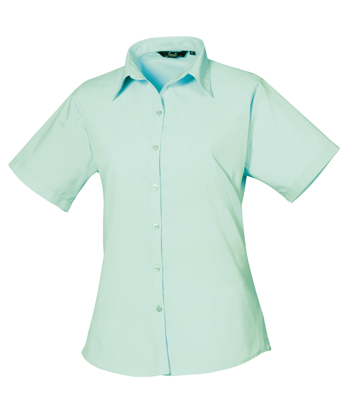 Women's Short Sleeve Poplin Blouse in Aqua