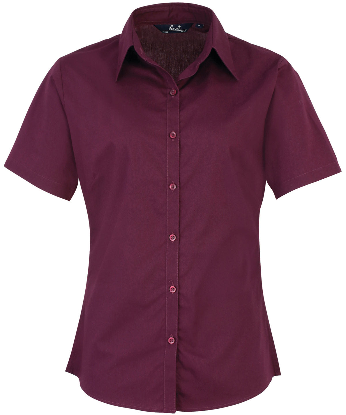 Women's Short Sleeve Poplin Blouse in Aubergine
