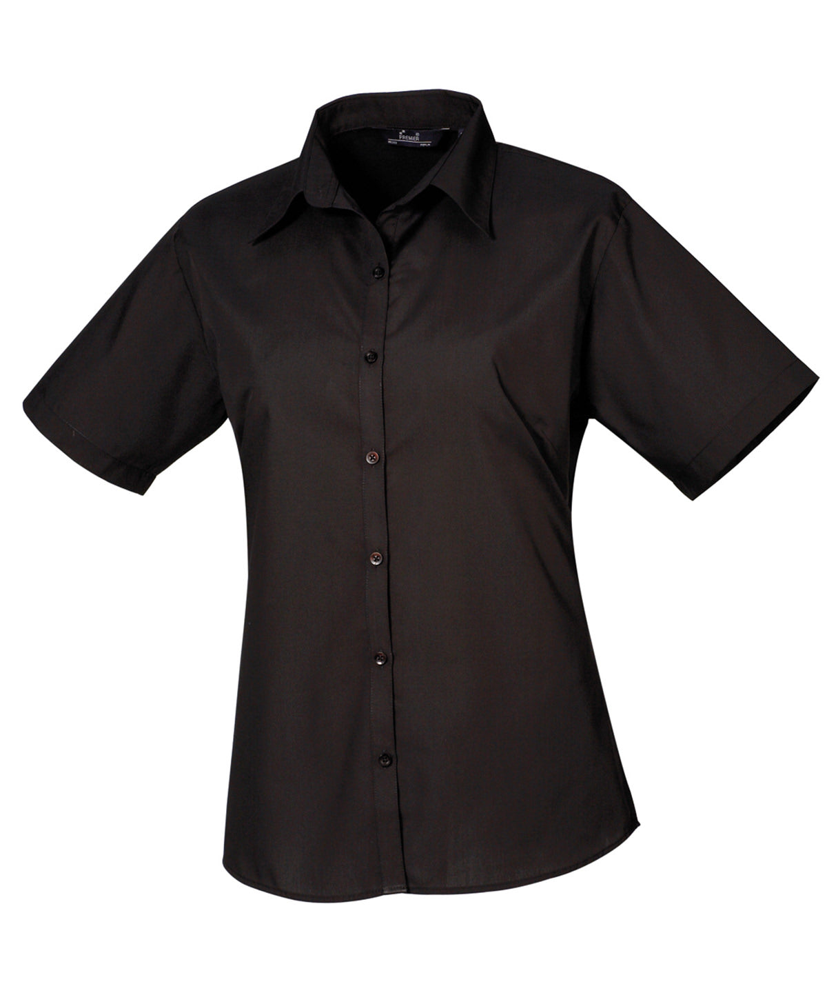 Women's Short Sleeve Poplin Blouse in Black