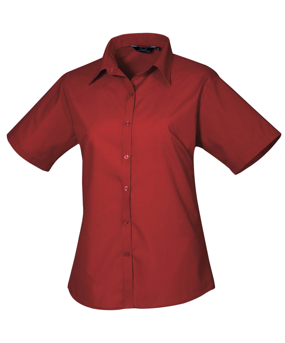 Women's Short Sleeve Poplin Blouse in Burgundy