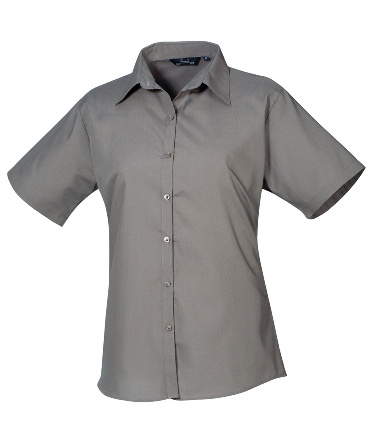Women's Short Sleeve Poplin Blouse in Dark Grey