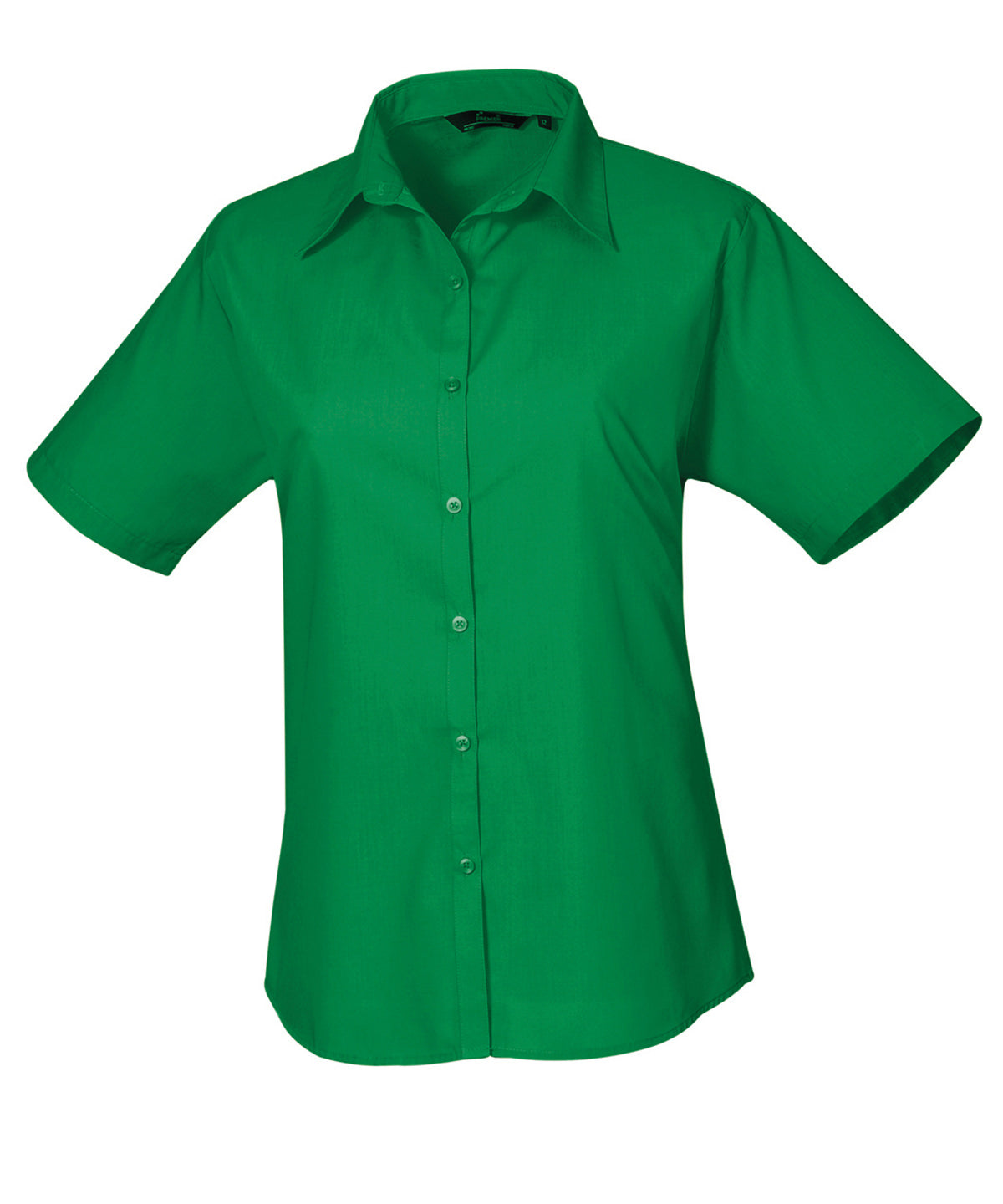 Women's Short Sleeve Poplin Blouse in Emerald