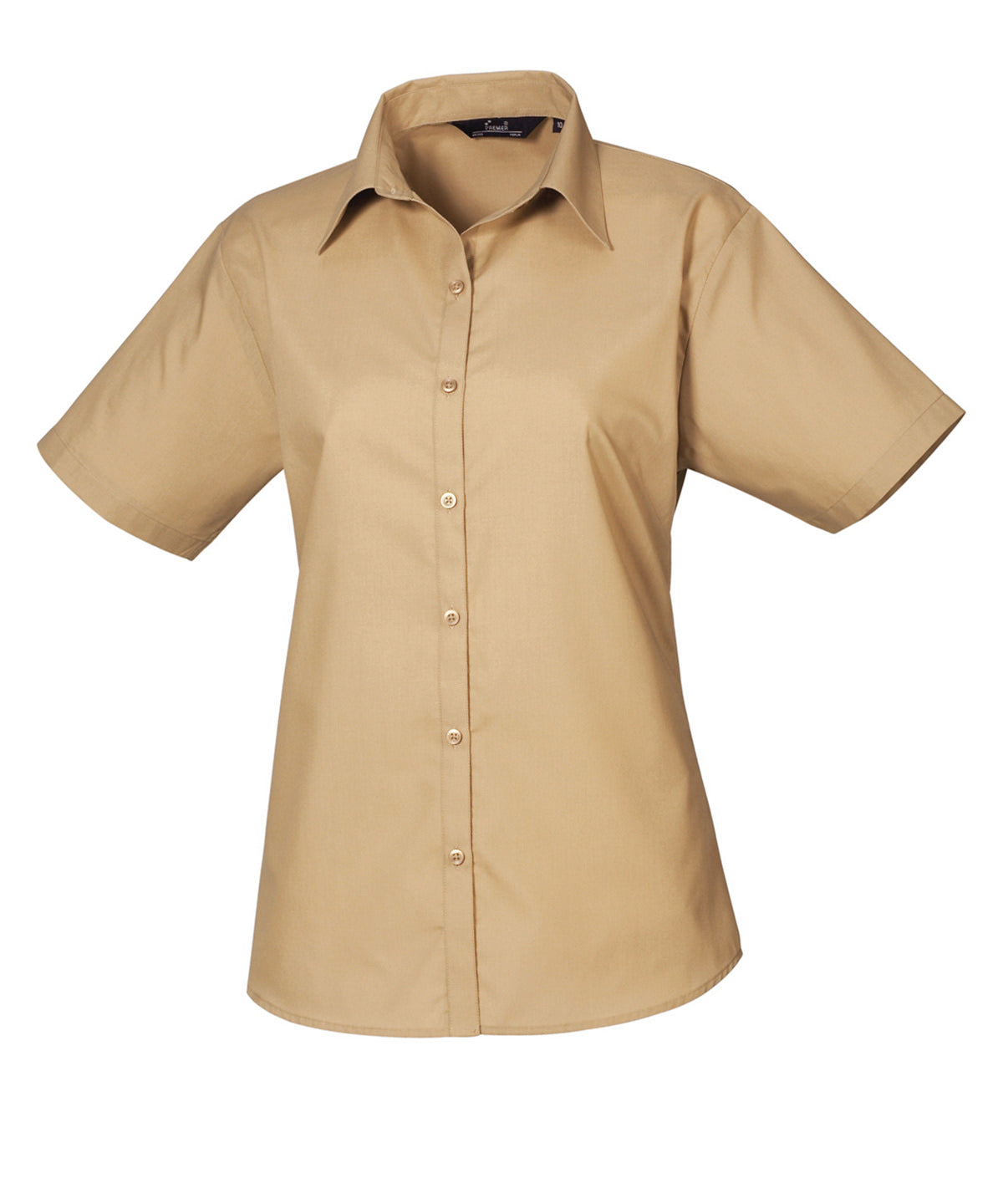 Women's Short Sleeve Poplin Blouse in Khaki