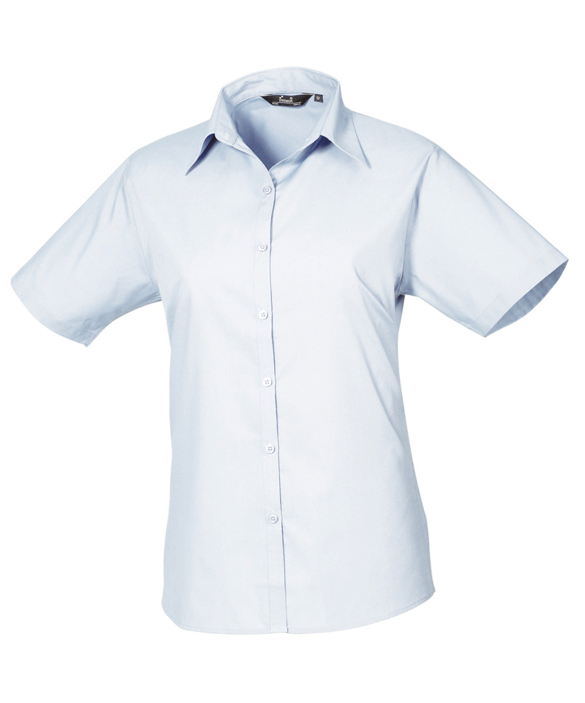 Women's Short Sleeve Poplin Blouse in Light Blue