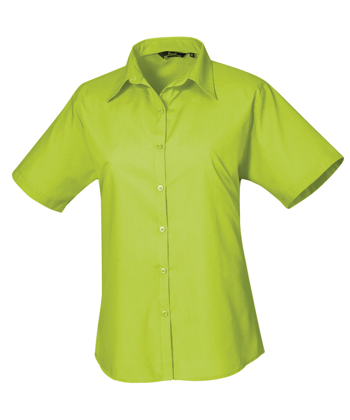 Women's Short Sleeve Poplin Blouse in Lime