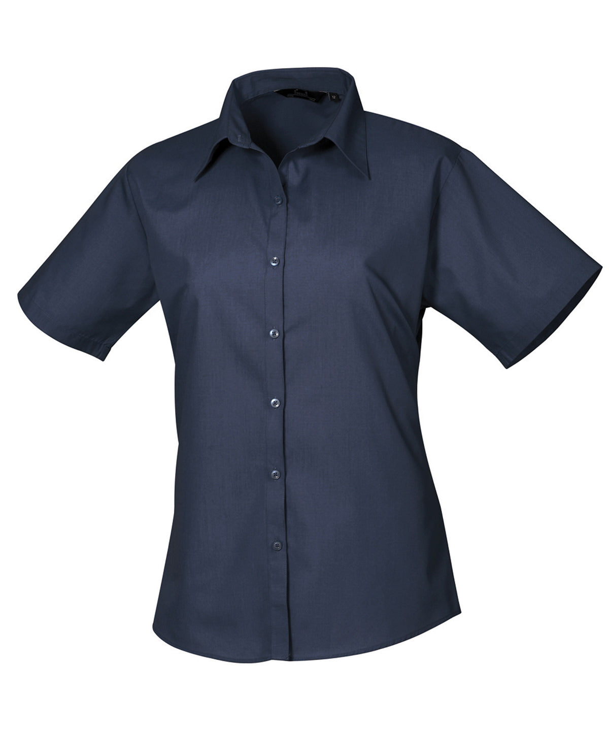 Women's Short Sleeve Poplin Blouse in Navy