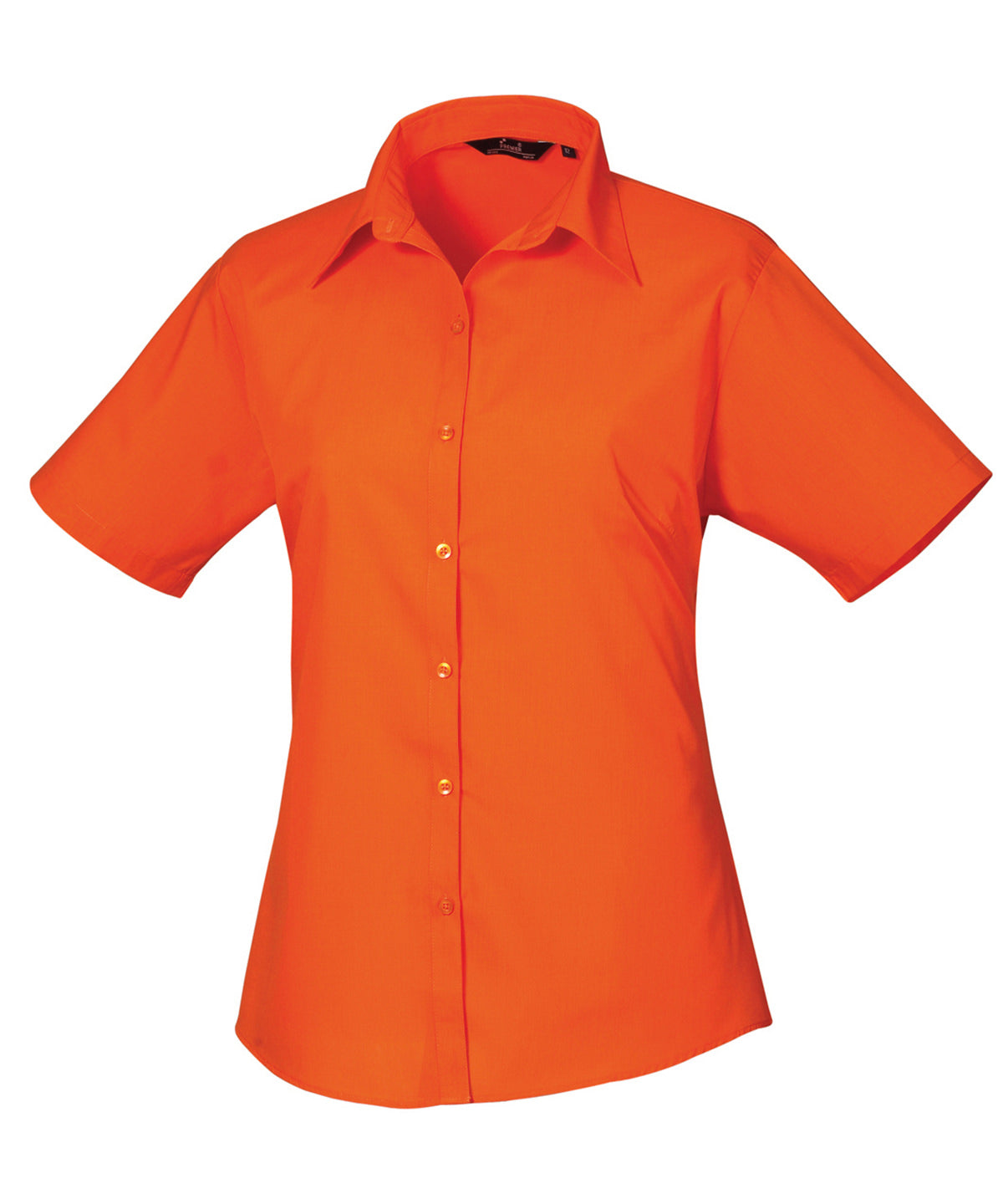 Women's Short Sleeve Poplin Blouse in Orange