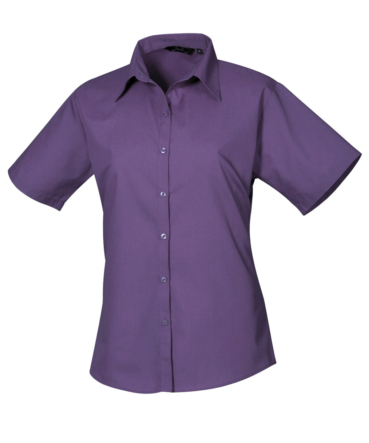 Women's Short Sleeve Poplin Blouse in Purple
