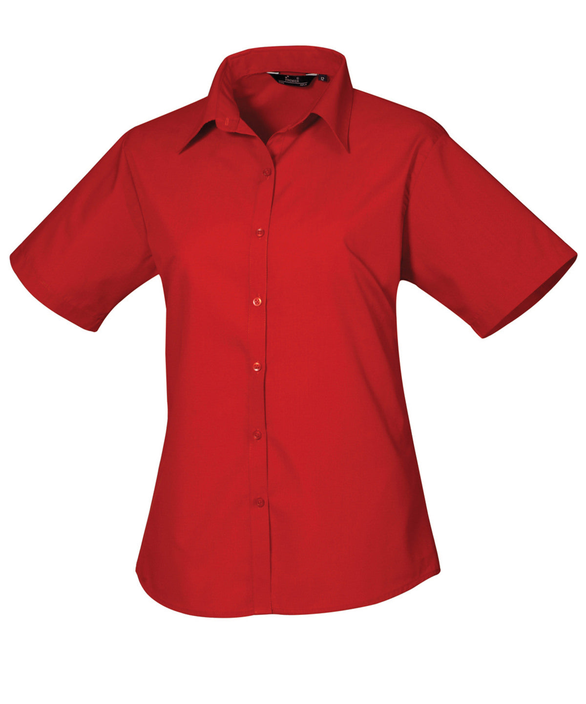 Women's Short Sleeve Poplin Blouse in Red