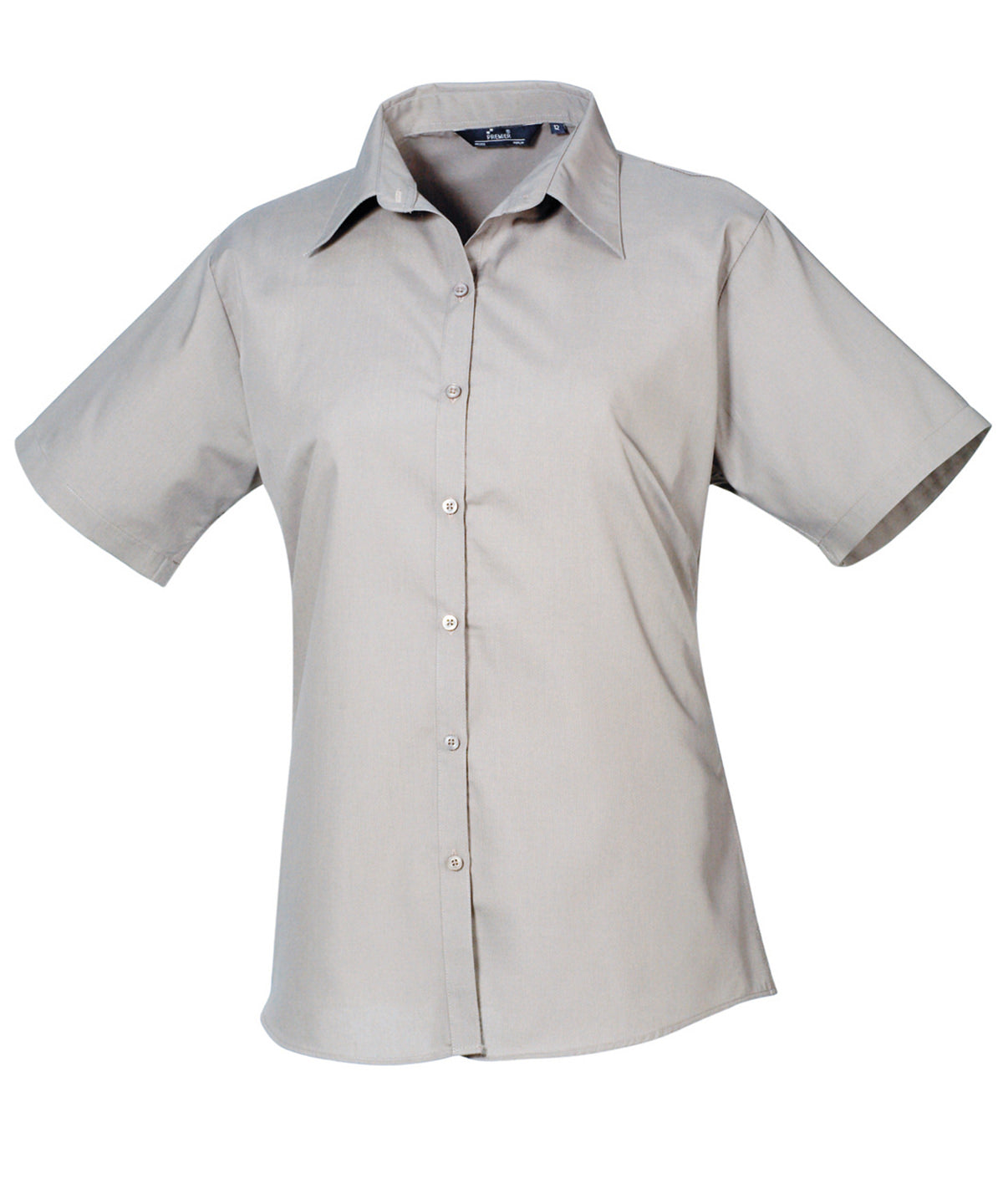 Women's Short Sleeve Poplin Blouse in Silver