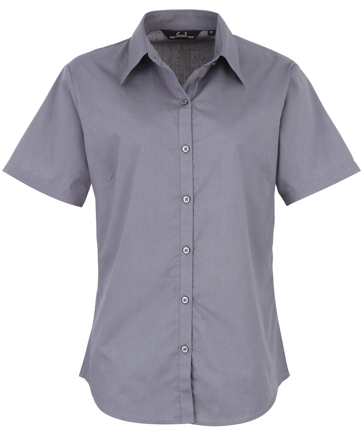 Women's Short Sleeve Poplin Blouse in Steel