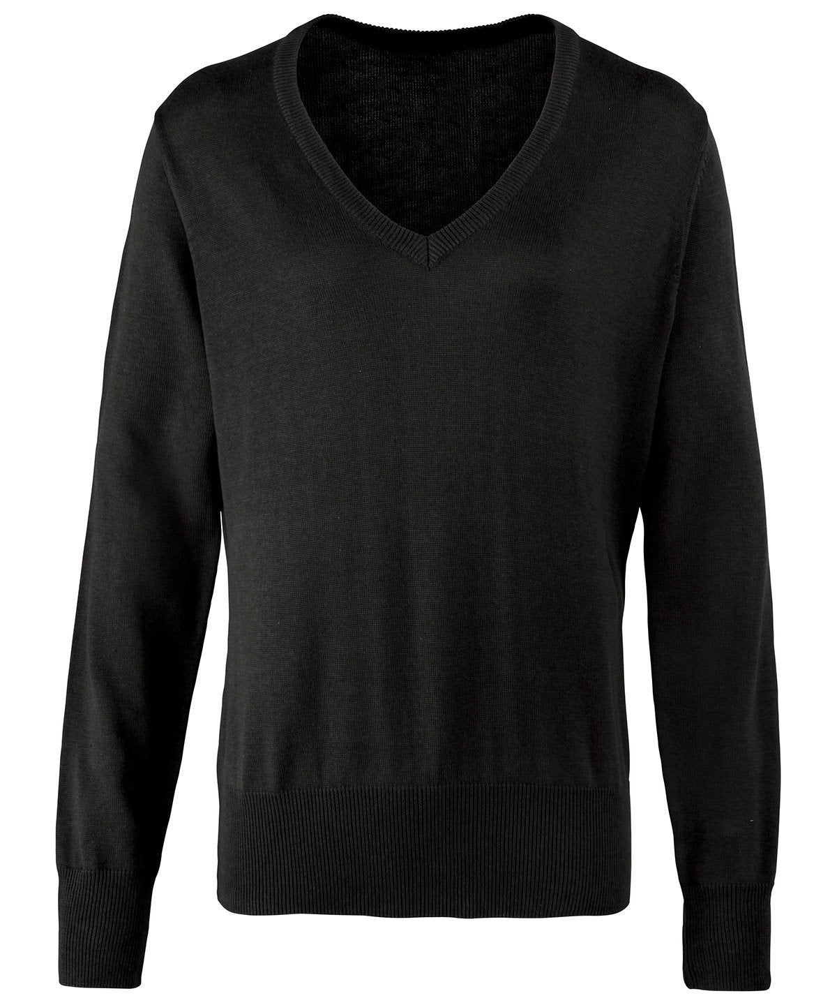 Women's V-Neck Knitted Sweater in Black