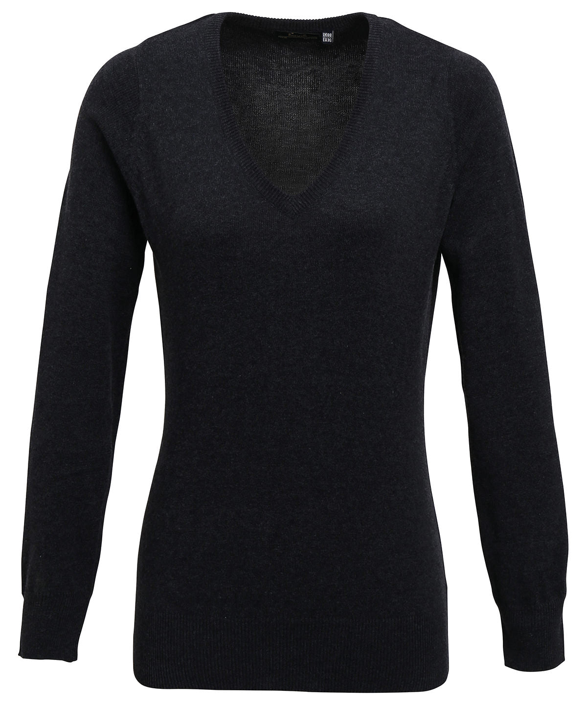 Women's V-Neck Knitted Sweater in Charcoal