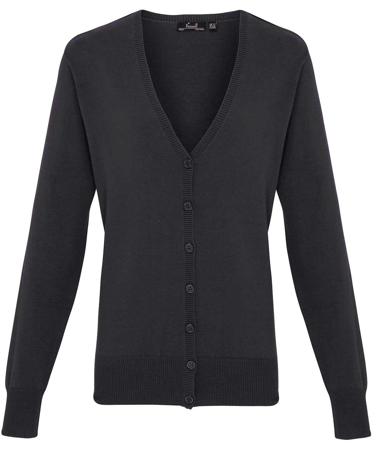 Women's Button-Through Knitted Cardigan in Charcoal