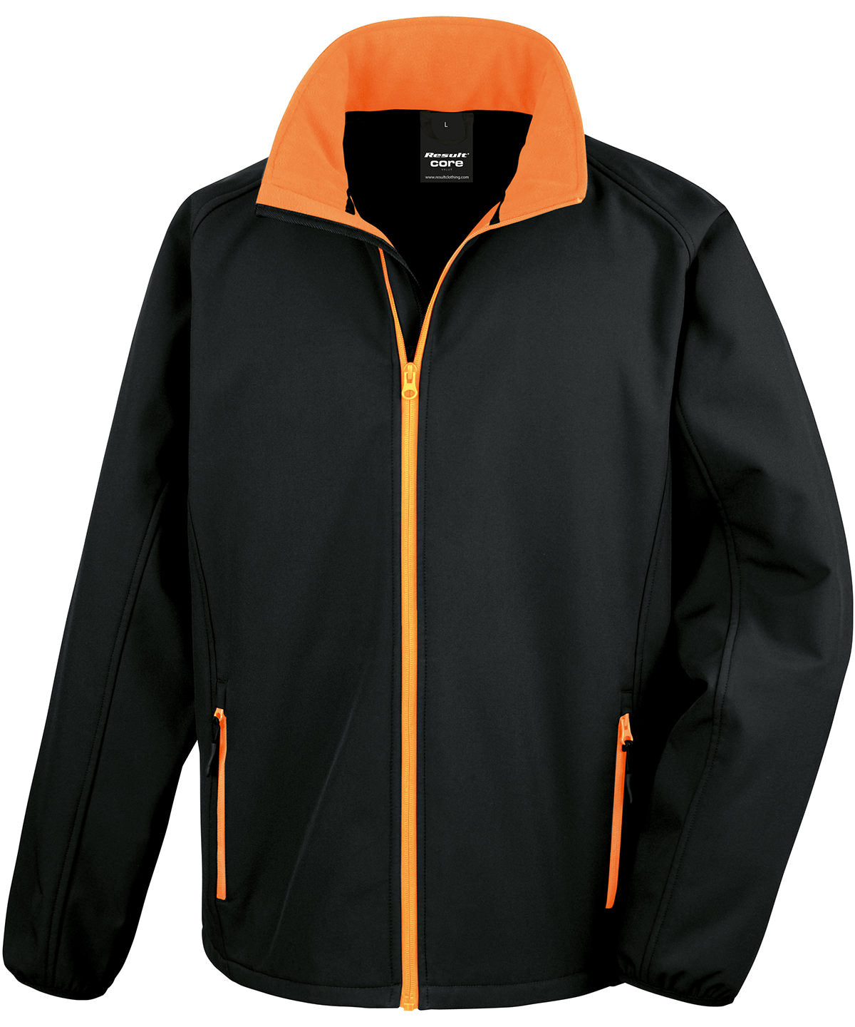 Core Printable Softshell Jacket in Black/Orange