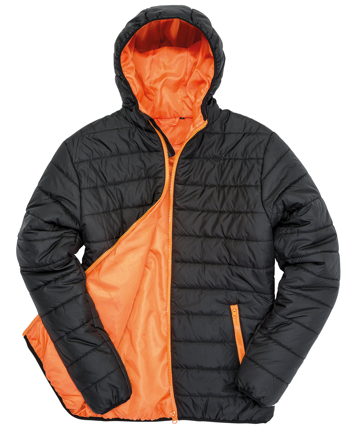 Soft Padded Jacket in Black/Orange