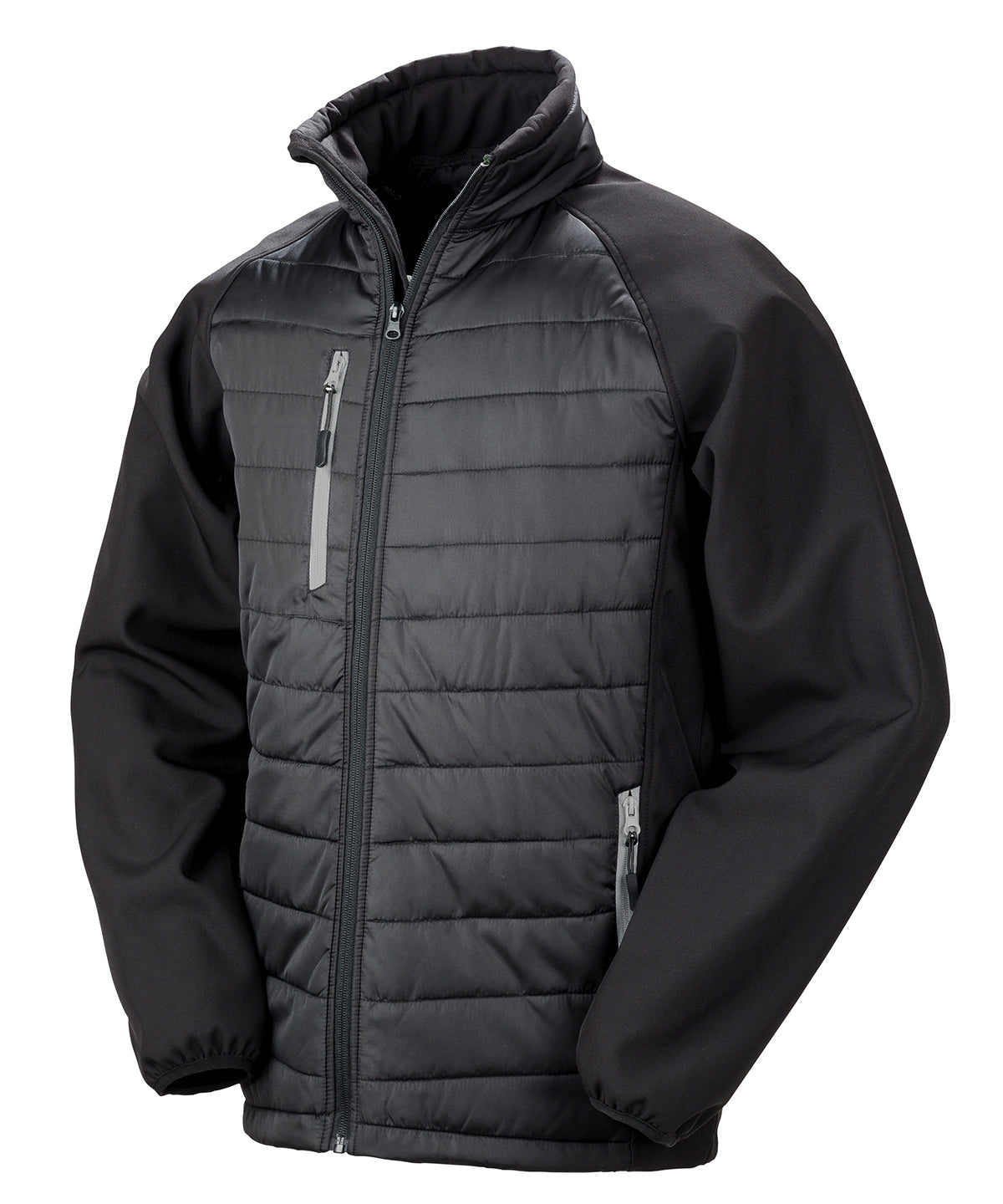 Compass Padded Softshell Jacket in Black/Grey