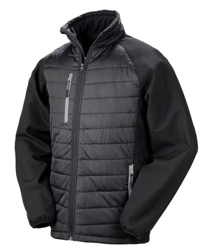 Compass Padded Softshell Jacket in Black/Grey