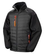 Compass Padded Softshell Jacket in Black/Orange