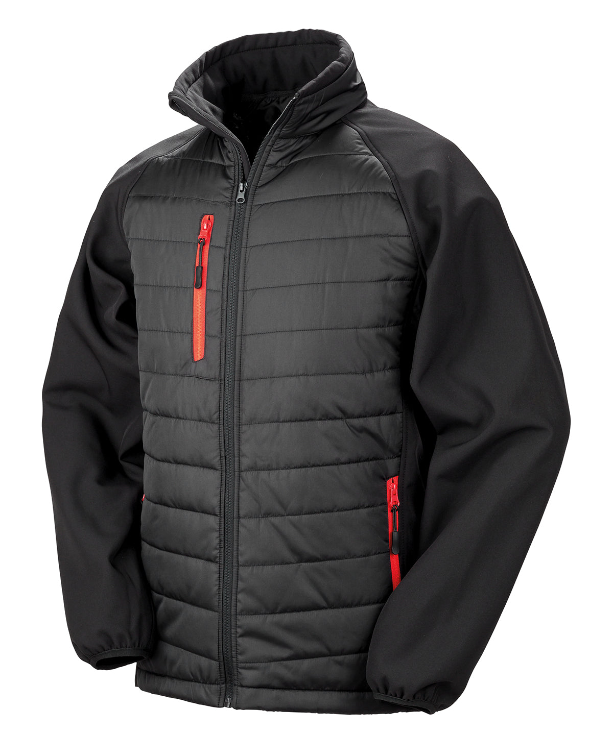 Compass Padded Softshell Jacket in Black/Red
