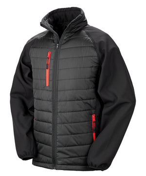 Compass Padded Softshell Jacket in Black/Red