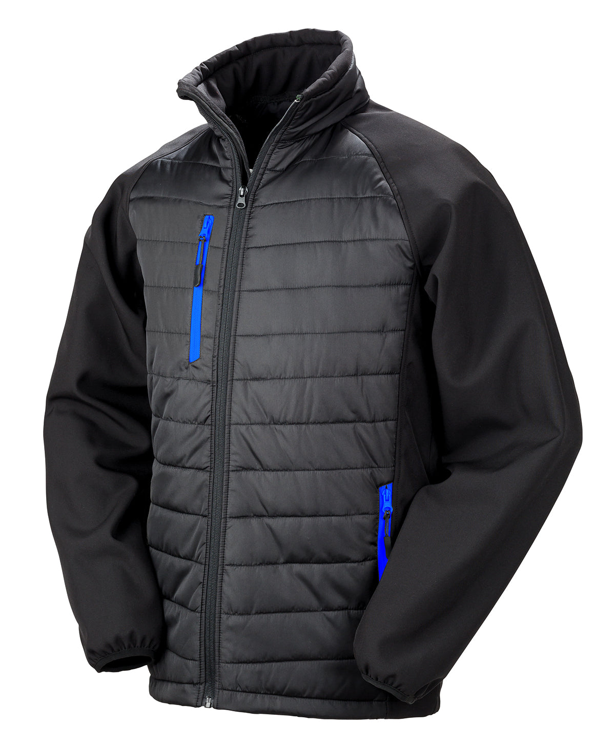 Compass Padded Softshell Jacket in Black/Royal