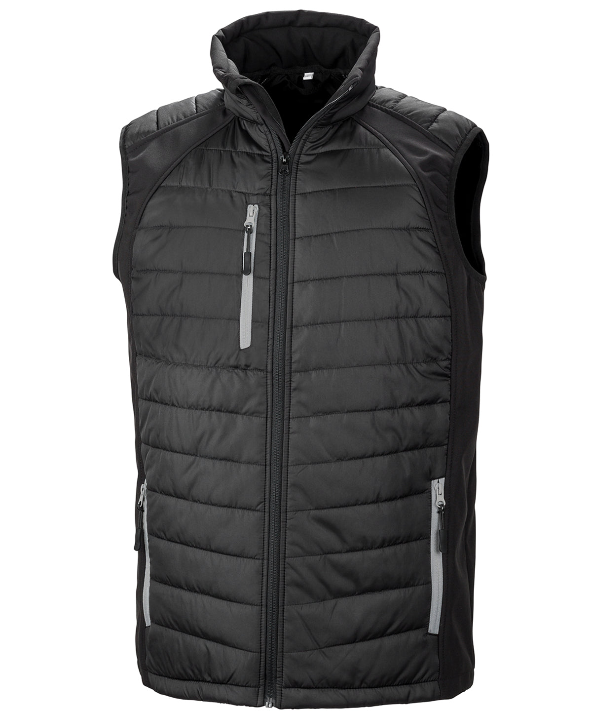 Compass Padded Softshell Gilet in Black/Grey