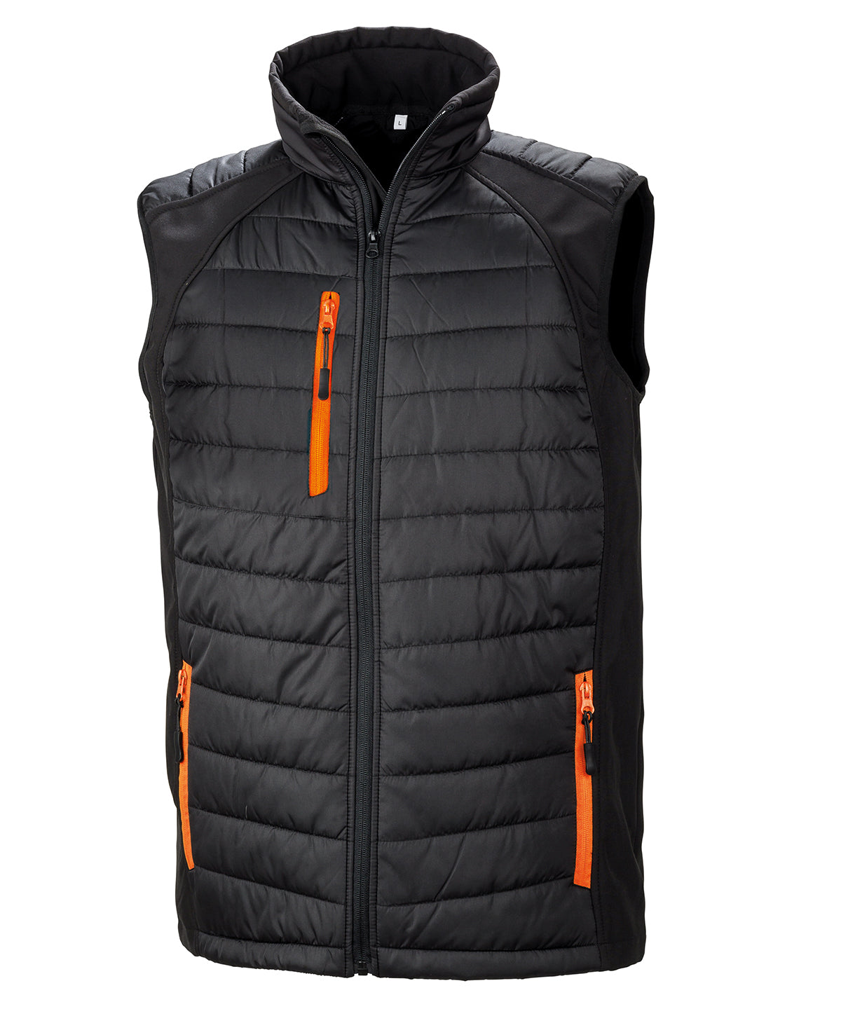 Compass Padded Softshell Gilet in Black/Orange
